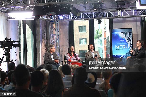 Jon Krakauer, E. Chai Vasarhelyi, Jimmy Chin and Ricky Camilleri attend AOL Build Presents: "MERU"at AOL Studios In New York on August 13, 2015 in...