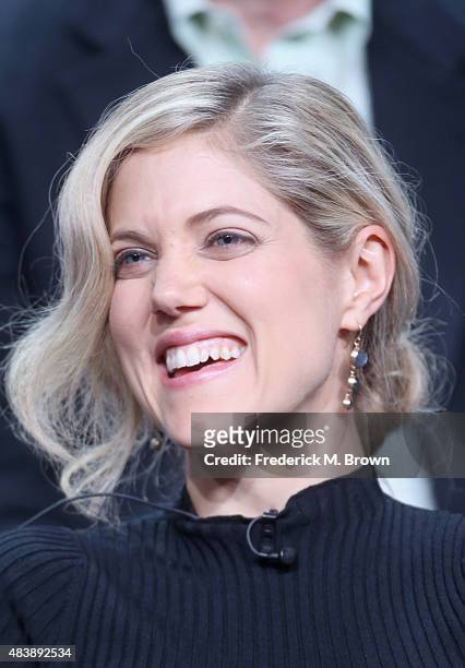 Actress Charity Wakefield speaks onstage during NBC's 'The Player' panel discussion at the NBCUniversal portion of the 2015 Summer TCA Tour at The...