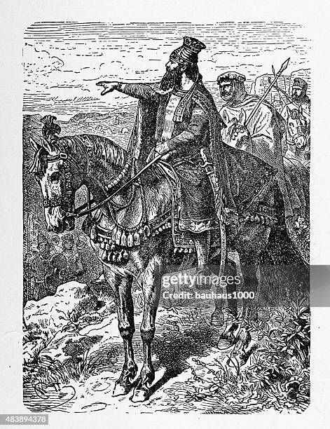 cyrus the great, 558-529 b.c. engraving - following rules stock illustrations