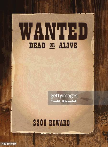 vector antique 'wanted' poster design template with copy space - western borders stock illustrations
