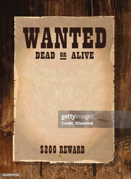 vector antique 'wanted' poster design template with copy space - wamt stock illustrations