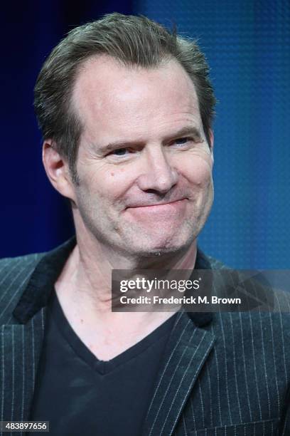 Actors Jack Coleman speaks onstage during NBC's 'Heroes Reborn' panel discussion at the NBCUniversal portion of the 2015 Summer TCA Tour at The...