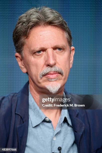Executive producer Tim Kring speaks onstage during NBC's 'Heroes Reborn' panel discussion at the NBCUniversal portion of the 2015 Summer TCA Tour at...