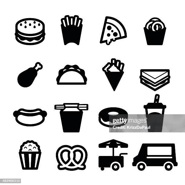 fast food icons - food truck stock illustrations