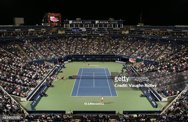 General view of Centre Court on Day 4 of the Rogers Cup at the Aviva Centre on August 13, 2015 in Toronto, Ontario, Canada.