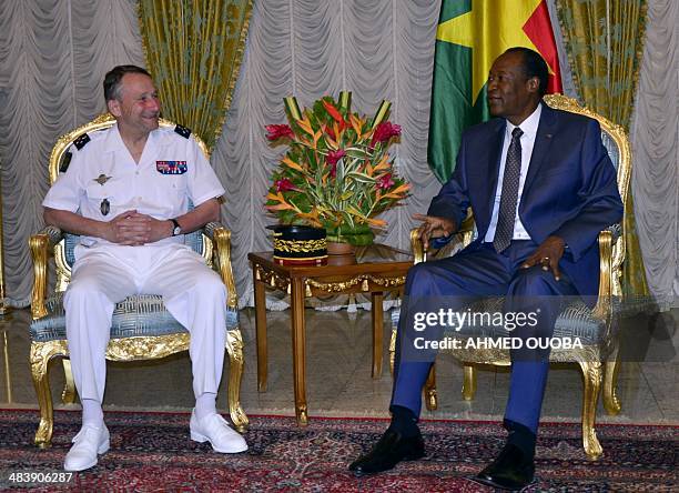 Burkina Faso's president Blaise Compaore meets with France's Army chief of staff General Pierre De Villiers on April 10, 2014 at the presidential...