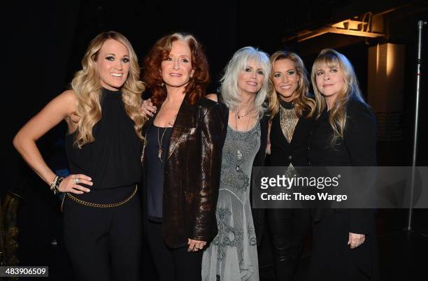 Carrie Underwood, Bonnie Raitt, Emmylou Harris, Sheryl Crow and Stevie Nicks attend the 29th Annual Rock And Roll Hall Of Fame Induction Ceremony at...