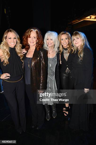 Carrie Underwood, Bonnie Raitt, Emmylou Harris, Sheryl Crow and Stevie Nicks attend the 29th Annual Rock And Roll Hall Of Fame Induction Ceremony at...