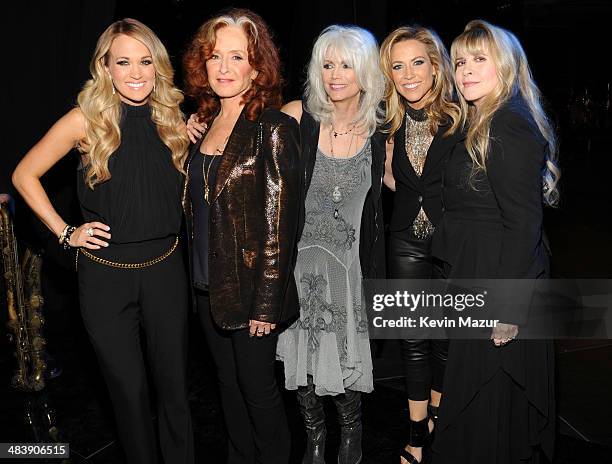 Carrie Underwood, Bonnie Raitt, Emmylou Harris, Sheryl Crow and Stevie Nicks attend the 29th Annual Rock And Roll Hall Of Fame Induction Ceremony at...