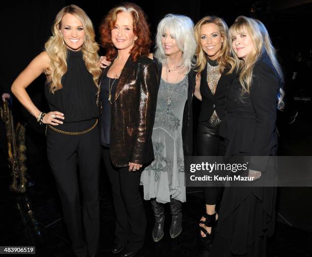 Carrie Underwood, Bonnie Raitt, Emmylou Harris, Sheryl Crow and Stevie Nicks attend the 29th Annual Rock And Roll Hall Of Fame Induction Ceremony at...