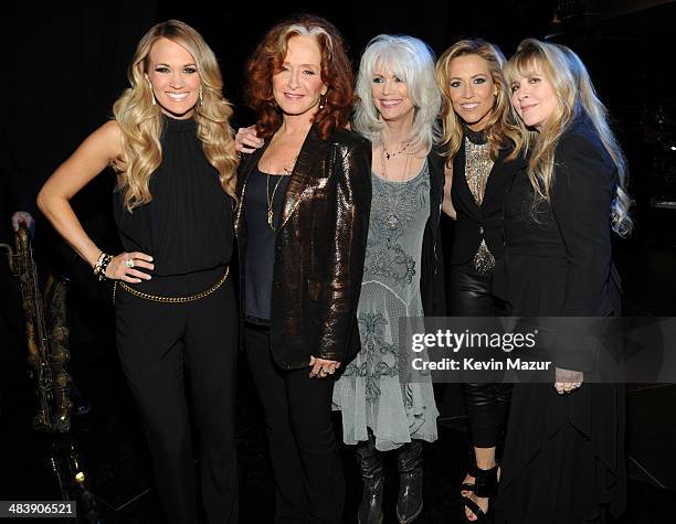 Carrie Underwood, Bonnie Raitt, Emmylou Harris, Sheryl Crow and Stevie Nicks attend the 29th Annual Rock And Roll Hall Of Fame Induction Ceremony at...