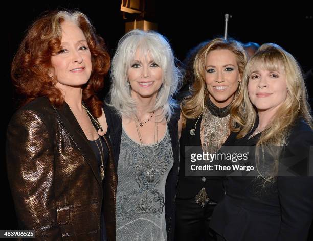 Bonnie Raitt, Emmylou Harris, Sheryl Crow and Stevie Nicks attend the 29th Annual Rock And Roll Hall Of Fame Induction Ceremony at Barclays Center of...