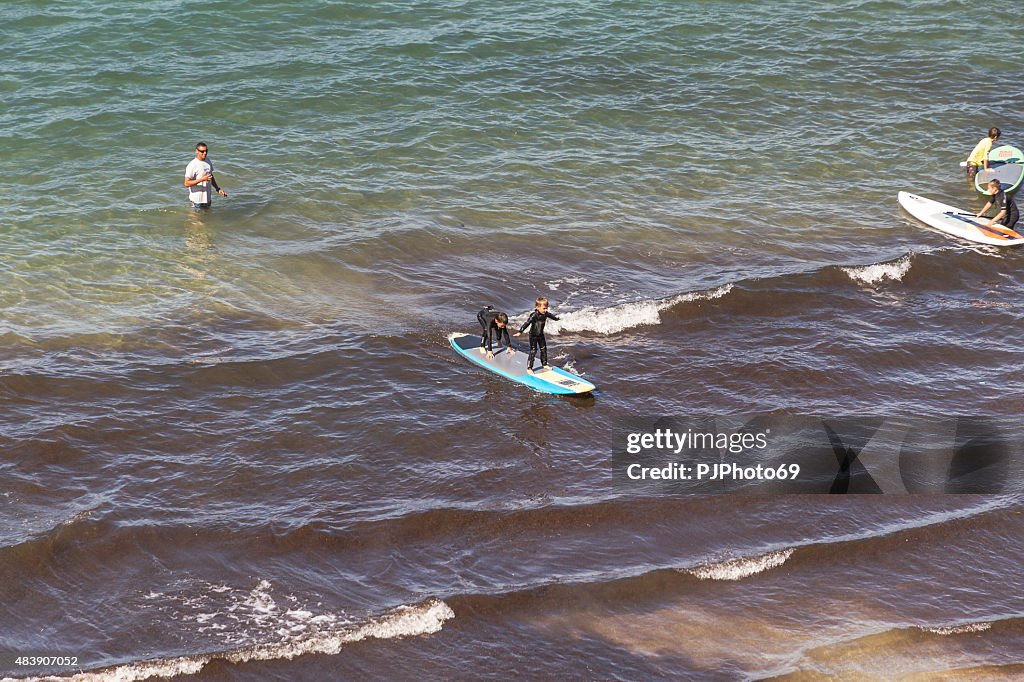 Little boys at School of surf in Sanary Sur Mer