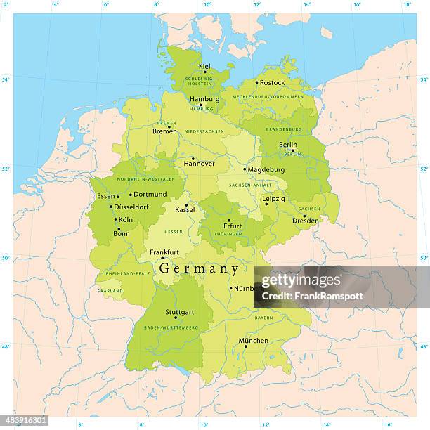 stockillustraties, clipart, cartoons en iconen met germany vector map - thüringen