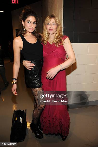 Stella Schnabel and Courtney Love attend the 29th Annual Rock And Roll Hall Of Fame Induction Ceremony at Barclays Center of Brooklyn on April 10,...