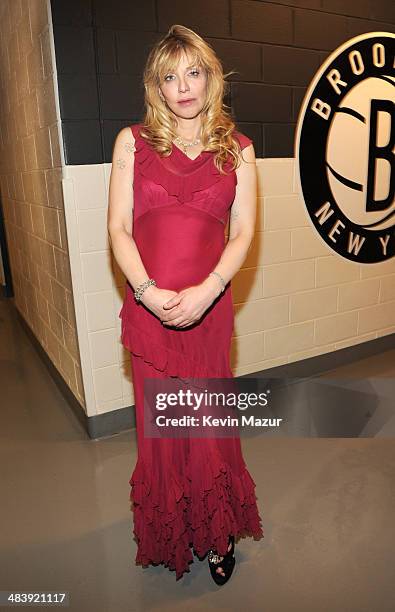 Courtney Love attends the 29th Annual Rock And Roll Hall Of Fame Induction Ceremony at Barclays Center of Brooklyn on April 10, 2014 in New York City.