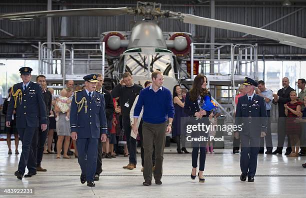 Prince William, Duke of Cambridge and Catherine, Duchess of Cambridge arrive at RNZAF airbase, Whenuapai on April 11, 2014 in Auckland, New Zealand....