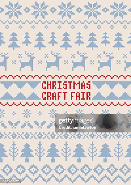 christmas craft fair poster-handgemachte nahtlose muster - stickerei stock-grafiken, -clipart, -cartoons und -symbole