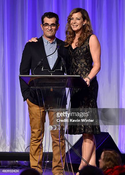 Actors Ty Burrell and Allison Janney accept grant on behalf of Toronto Film Festival, LA Conservatory, Museum of the Moving Image and The Library...