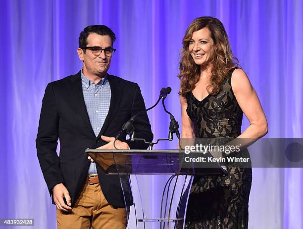 Actors Ty Burrell and Allison Janney accept grant on behalf of Toronto Film Festival, LA Conservatory, Museum of the Moving Image and The Library...