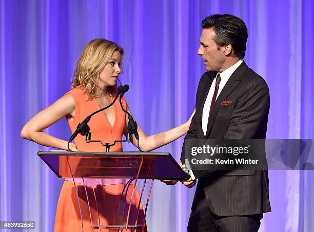 Actors Elizabeth Banks and Jon Hamm accept grant on behalf of Motion Picture & Television Fund, New Filmmakers Lab, SAG Foundation and Independent...