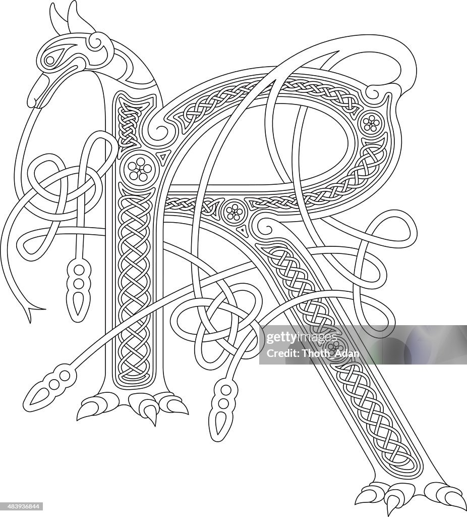 Intial R Drawing Ornamental Celtic Initial R Drawing High-Res Vector Graphic - Getty Images