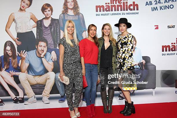 Tina Kaiser, Annemarie Carpendale, Viola Weiss , Marie Nasemann attend the premiere of the film 'Irre sind maennlich' at Mathaeser Filmpalast on...