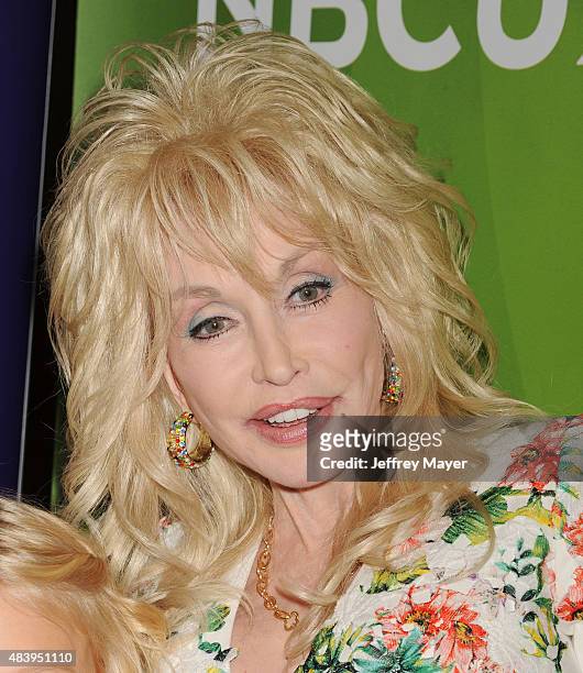 Singer/actress Dolly Parton attends Day 2 of the NBCUniversal press tour 2015 at the Beverly Hilton Hotel on August 13, 2015 in Beverly Hills,