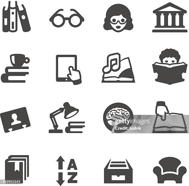 vector illustration of books and library icons - enciclopedia stock illustrations