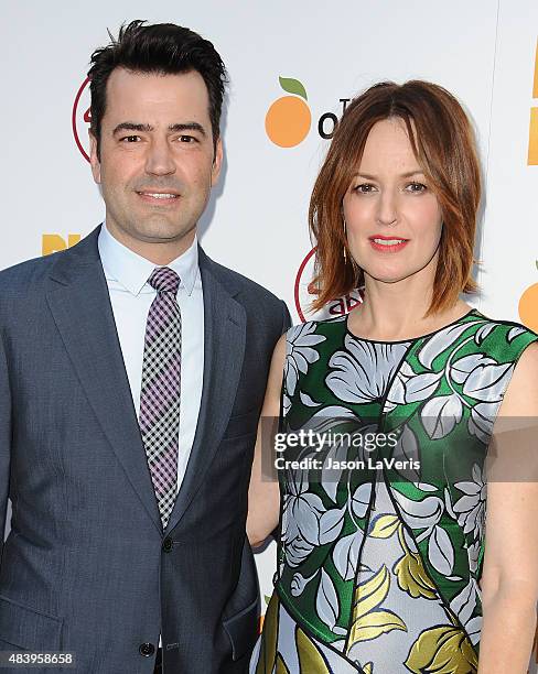 Actor Ron Livingston and actress Rosemarie DeWitt attend the premiere of "Digging For Fire" at ArcLight Cinemas on August 13, 2015 in Hollywood,...