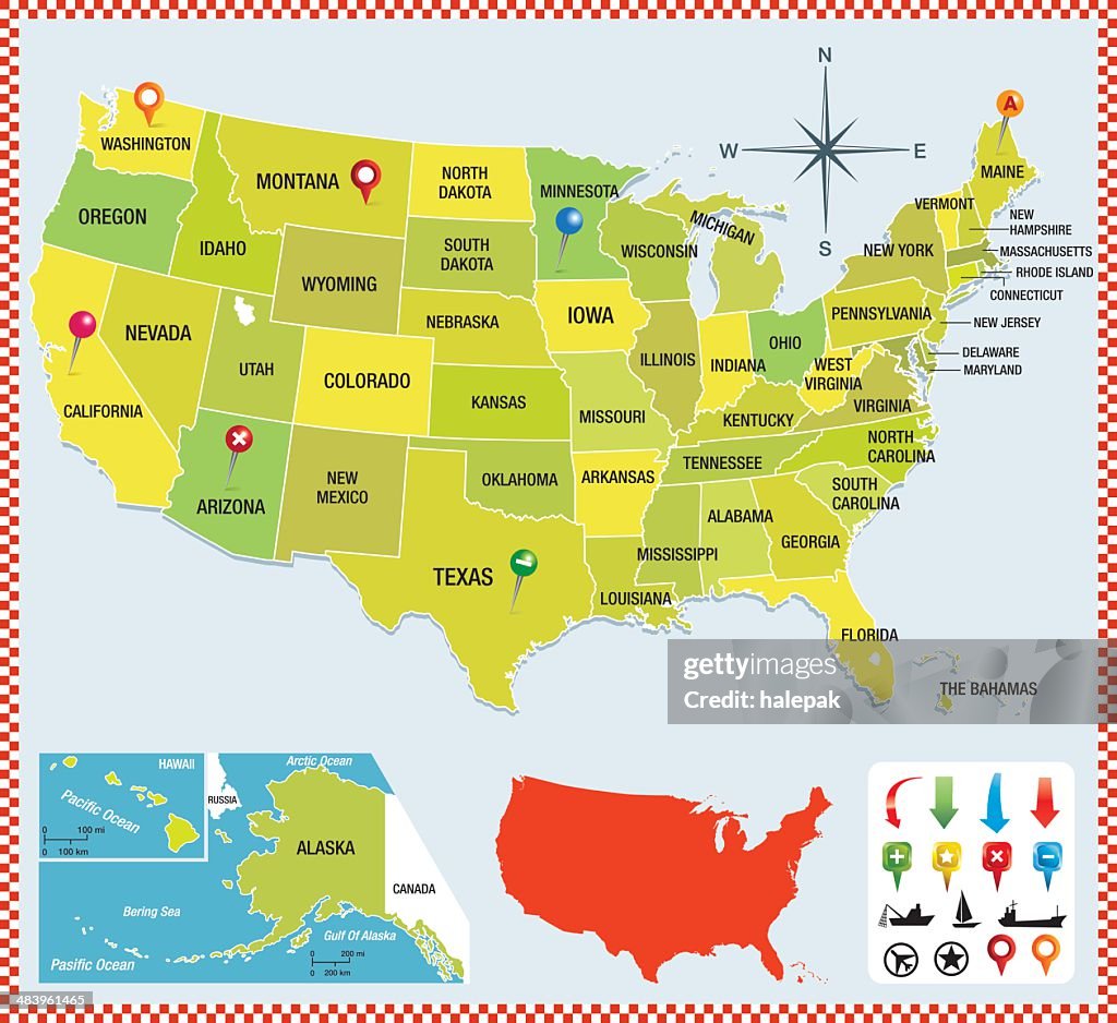 USA map colorfull