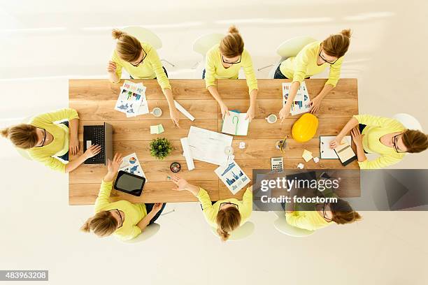 same businesswoman in various situations - double exposure business stockfoto's en -beelden