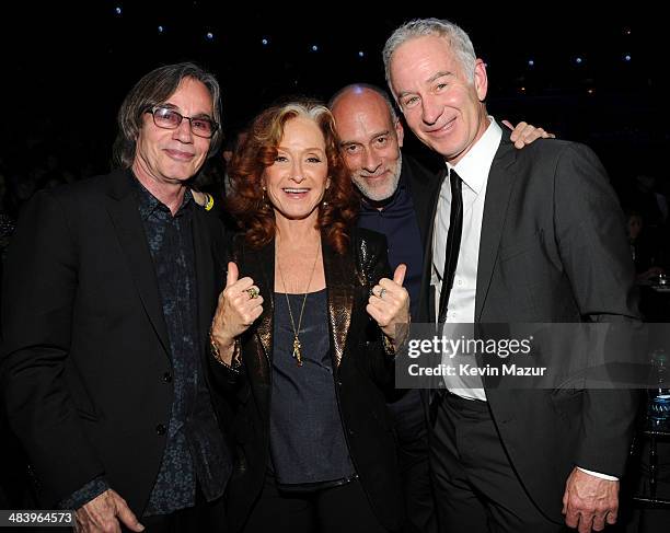 Jackson Browne, Bonnie Raitt, Marc Cohn and John McEnroe attend the 29th Annual Rock And Roll Hall Of Fame Induction Ceremony at Barclays Center of...