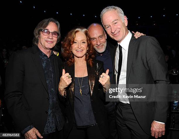 Jackson Browne, Bonnie Raitt, Marc Cohn and John McEnroe attend the 29th Annual Rock And Roll Hall Of Fame Induction Ceremony at Barclays Center of...