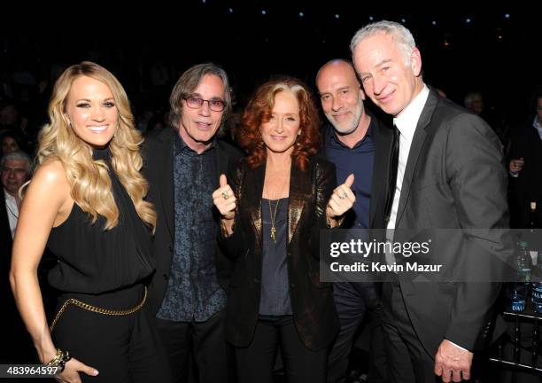 Carrie Underwood, Jackson Browne, Bonnie Raitt, Marc Cohn and John McEnroe attend the 29th Annual Rock And Roll Hall Of Fame Induction Ceremony at...