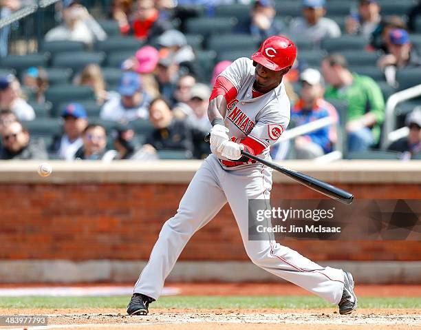 Roger Bernadina of the Cincinnati Reds in action against the New York Mets at Citi Field on April 5, 2014 in the Flushing neighborhood of the Queens...