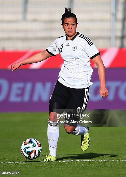 Lena Lotzen of Germany controles the ball during the FIFA Women's World Cup 2015 qualifying match between Germany and Slovenia at Carl-Benz-Stadion...