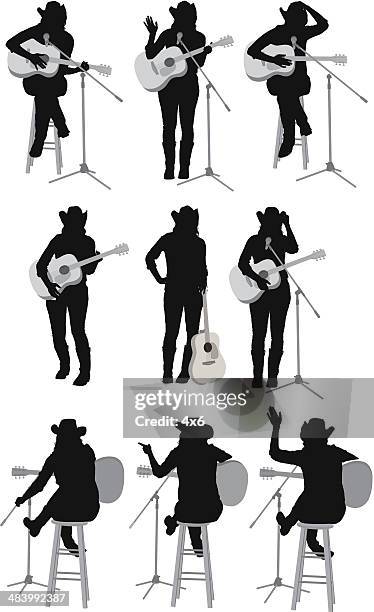 illustrations, cliparts, dessins animés et icônes de chanteur de country performance - country music
