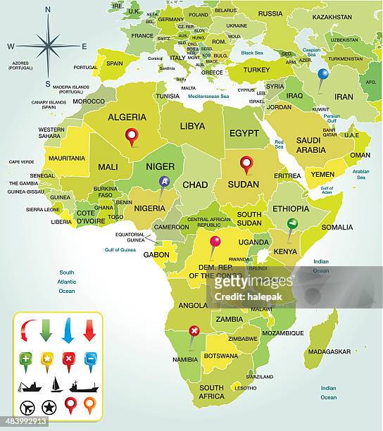 africa map colorfull - trawler stock illustrations