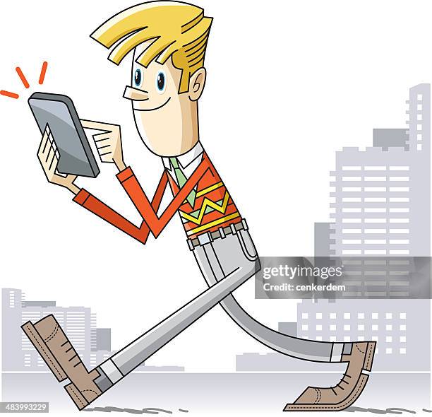 walking and talking - multitasking phone stock illustrations