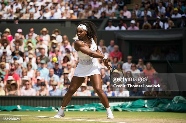 Serena Williams in action vs Spain Garbine Muguruza during Women's Final at All England Club. London, England 7/11/2015 CREDIT: Thomas Lovelock