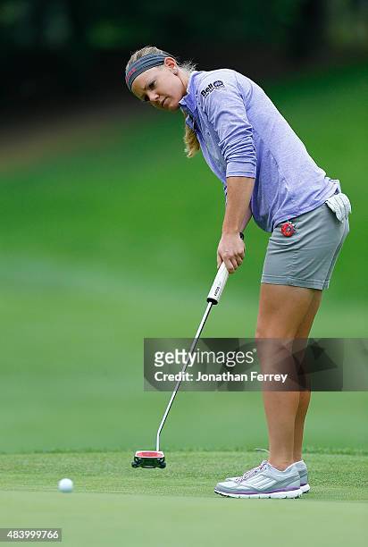 Amy Anderson putts on the 1st hole during the second round of the LPGA Cambia Portland Classic at Columbia Edgewater Country Club on August 14, 2015...