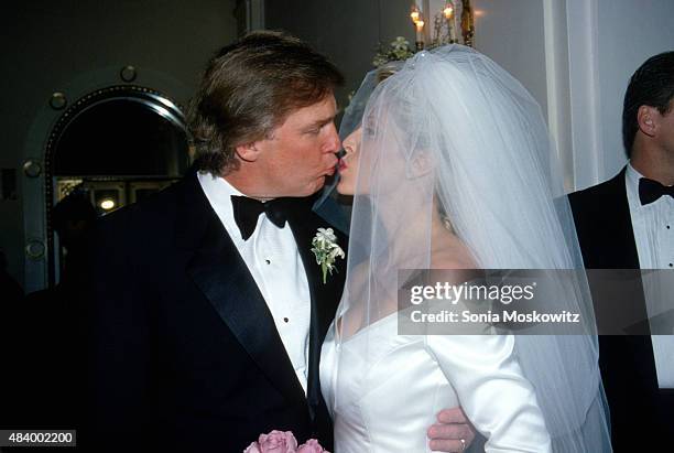 Donald Trump and Marla Maples marry at the Plaza Hotel December 20, 1993 in New York City.