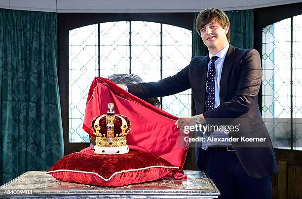 Prince Ernst August of Hanover attends the presentation of the Royal Crown of Hanover at Schloss Marienburg palace on April 11, 2014 in Pattensen,...