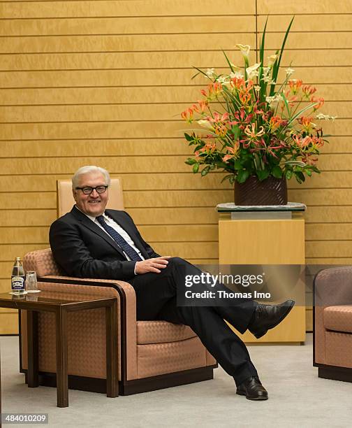 German Foreign Minister Frank-Walter Steinmeier attends a meeting with Japanese Prime Minister, Shinzo Abe, on April 11, 2014 in Tokyo, Japan....