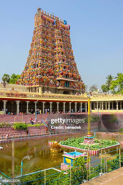 turisti a meenakshi amman tempio di madurai india - tamil nadu foto e immagini stock