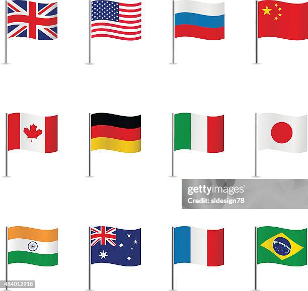 world flags. vector set. - russia usa stock illustrations