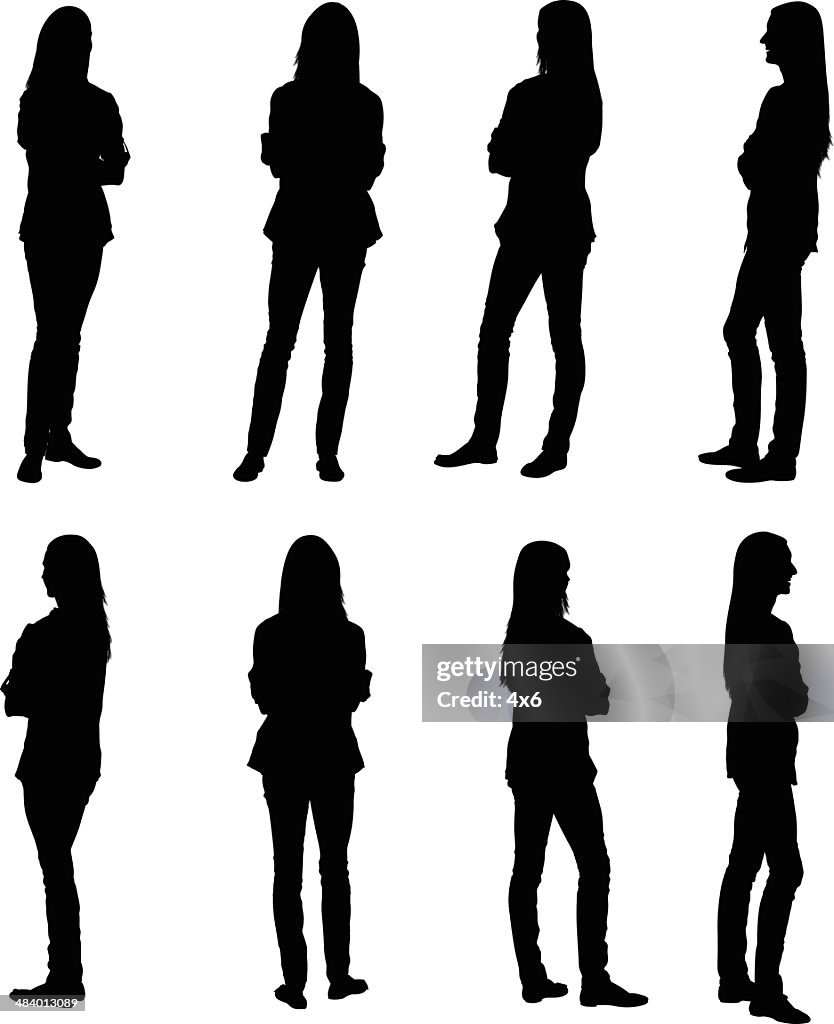 Più immagini di una donna con le braccia incrociate