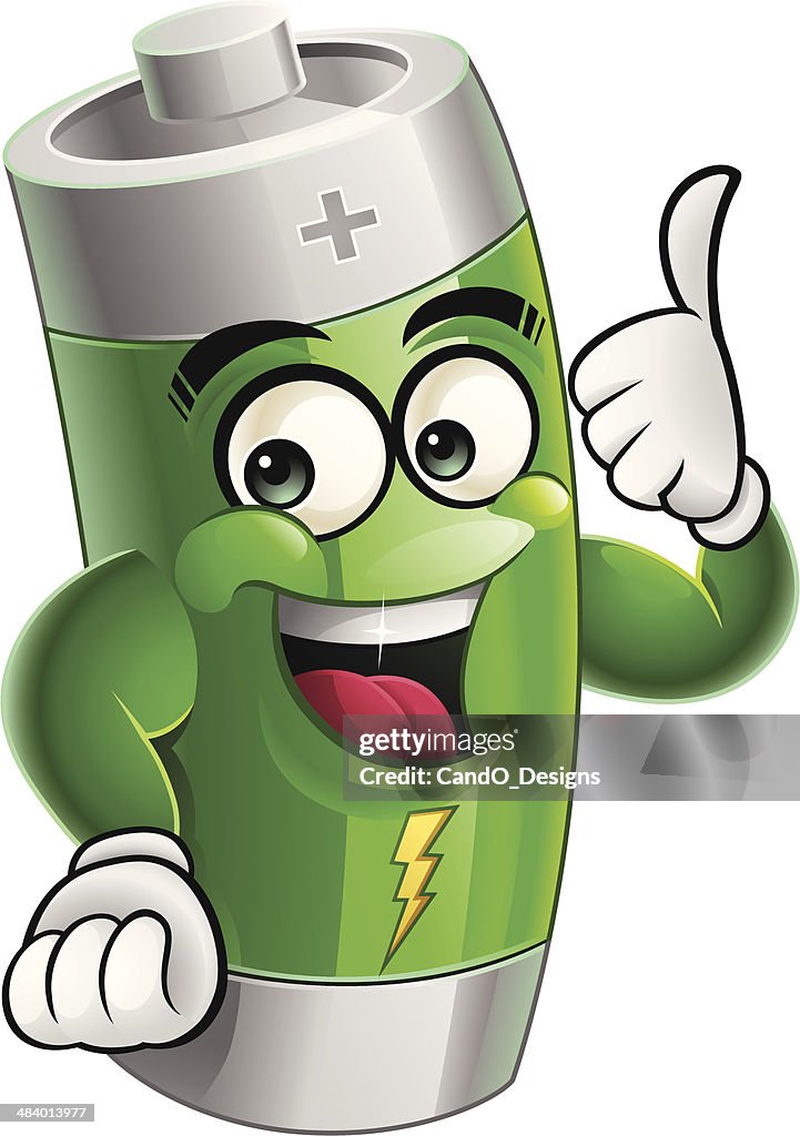 Green Battery Cartoon Thumbs Up High-Res Vector Graphic - Getty Images