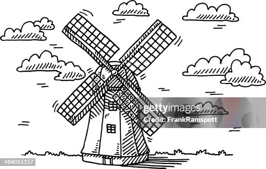 Windmill Building Cloud Drawing Windmill Building Cloud Drawing